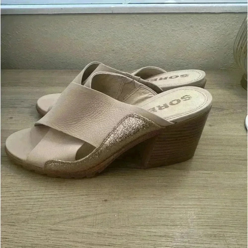 SOREL Nadia Slip-on Mule Chunky Block Heels Sandal - Women's 9 1/2